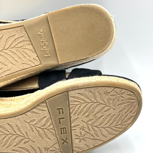 Lifestride Womens Size 9.5 Black Espadrilles Wedges Sandals Shoes - Picture 11 of 13